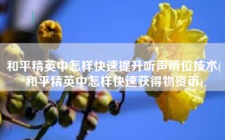 和平精英中怎样快速提升听声辨位技术(和平精英中怎样快速获得物资币)