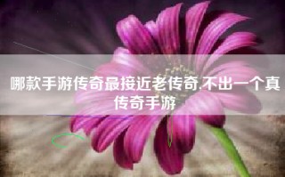 哪款手游传奇最接近老传奇,不出一个真传奇手游