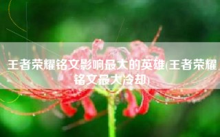 王者荣耀铭文影响最大的英雄(王者荣耀铭文最大冷却)