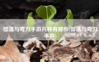 部落与弯刀手游兵种有哪些(部落与弯刀手游)