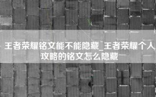 王者荣耀铭文能不能隐藏_王者荣耀个人攻略的铭文怎么隐藏