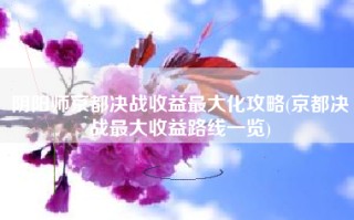阴阳师京都决战收益最大化攻略(京都决战最大收益路线一览)