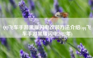 QQ飞车手游黑曜闪电改装方法介绍(qq飞车手游黑耀闪电2022年)