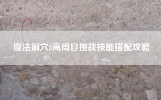 魔法洞穴2高周目挑战技能搭配攻略