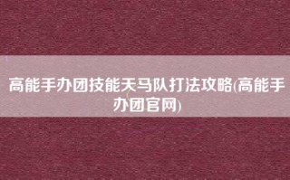 高能手办团技能天马队打法攻略(高能手办团官网)