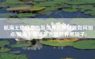 航海王燃烧意志新世界佐罗技能如何加点(航海王燃烧意志新世界黑胡子)