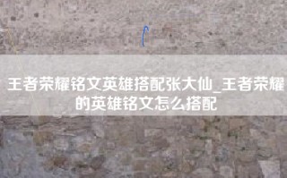 王者荣耀铭文英雄搭配张大仙_王者荣耀的英雄铭文怎么搭配