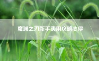 魔渊之刃新手实用攻略心得