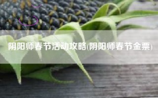 阴阳师春节活动攻略(阴阳师春节金票)