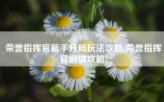 荣誉指挥官新手开局玩法攻略(荣誉指挥官剧情攻略)