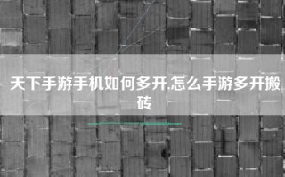 天下手游手机如何多开,怎么手游多开搬砖