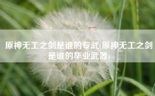 原神无工之剑是谁的专武(原神无工之剑是谁的毕业武器)