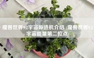 魔兽世界9.2宇宙原造机介绍 (魔兽世界9.2宇宙能量第二位点)