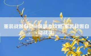 重装战姬自动60级副本攻略(重装战姬自动战斗)