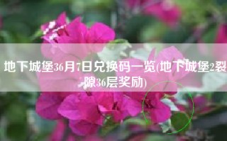 地下城堡36月7日兑换码一览(地下城堡2裂隙36层奖励)