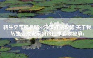 转生史莱姆晨曦SP朱菜打法攻略(关于我转生变成史莱姆这档事晨曦秘境)