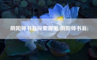 阴阳师书翁探索哪里(阴阳师书翁)
