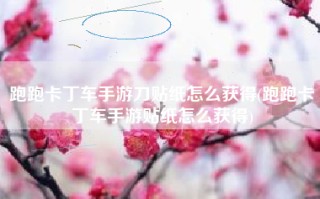 跑跑卡丁车手游刀贴纸怎么获得(跑跑卡丁车手游贴纸怎么获得)