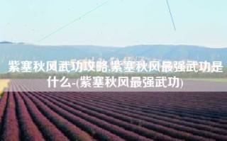 紫塞秋风武功攻略,紫塞秋风最强武功是什么-(紫塞秋风最强武功)
