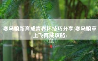 赛马娘新育成青春杯技巧分享(赛马娘草上飞育成攻略)