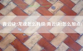青云诀2龙魂怎么升级(青云诀2怎么加点)