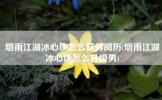烟雨江湖冰心诀怎么获得阅历(烟雨江湖冰心诀怎么升级男)