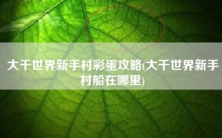 大千世界新手村彩蛋攻略(大千世界新手村船在哪里)
