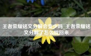 王者荣耀铭文分解会变少吗_王者荣耀铭文分解了怎么找回来