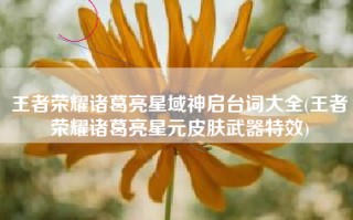 王者荣耀诸葛亮星域神启台词大全(王者荣耀诸葛亮星元皮肤武器特效)
