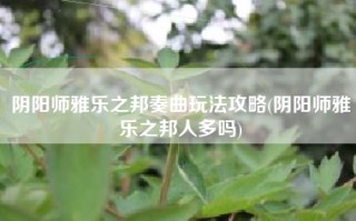 阴阳师雅乐之邦奏曲玩法攻略(阴阳师雅乐之邦人多吗)