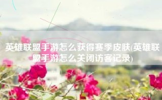 英雄联盟手游怎么获得赛季皮肤(英雄联盟手游怎么关闭访客记录)