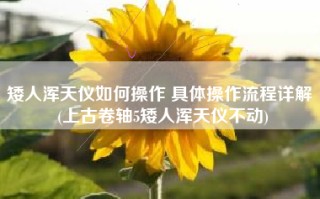 矮人浑天仪如何操作 具体操作流程详解 (上古卷轴5矮人浑天仪不动)