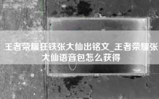 王者荣耀狂铁张大仙出铭文_王者荣耀张大仙语音包怎么获得