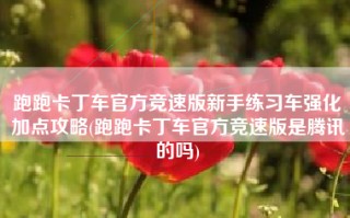 跑跑卡丁车官方竞速版新手练习车强化加点攻略(跑跑卡丁车官方竞速版是腾讯的吗)