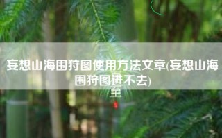 妄想山海围狩图使用方法文章(妄想山海围狩图进不去)