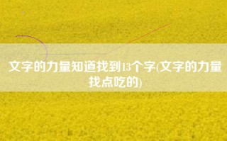 文字的力量知道找到13个字(文字的力量找点吃的)