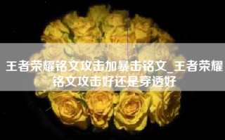王者荣耀铭文攻击加暴击铭文_王者荣耀铭文攻击好还是穿透好