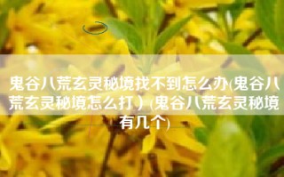 鬼谷八荒玄灵秘境找不到怎么办(鬼谷八荒玄灵秘境怎么打）(鬼谷八荒玄灵秘境有几个)