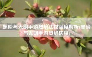 黑暗与光明手游烈焰法杖强度解析(黑暗与光明手游烈焰法杖)