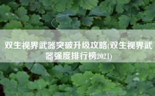双生视界武器突破升级攻略(双生视界武器强度排行榜2021)