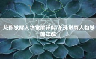 龙珠觉醒人物觉醒详解(龙珠觉醒人物觉醒详解)