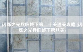 闪烁之光兵临城下第二十关通关攻略 (闪烁之光兵临城下第八关)