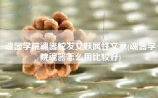 魂器学院魂器蛇发女妖属性文章(魂器学院魂器怎么用比较好)