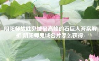 阴阳师战胜鬼域最高峰的石巨人答案解析(阴阳师鬼域名片怎么获得)