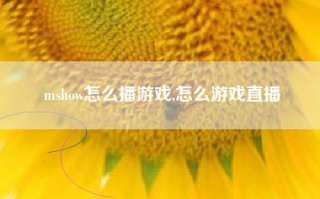 mshow怎么播游戏,怎么游戏直播