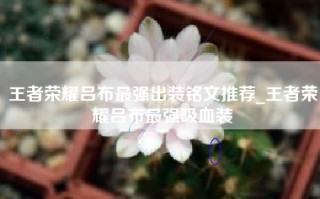 王者荣耀吕布最强出装铭文推荐_王者荣耀吕布最强吸血装