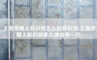 王者荣耀人脸识别怎么远程识别(王者荣耀人脸识别多久弹出来一次)