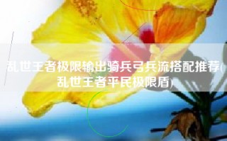 乱世王者极限输出骑兵弓兵流搭配推荐(乱世王者平民极限盾)