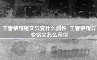 王者荣耀铭文异变什么属性_王者荣耀异变铭文怎么获得