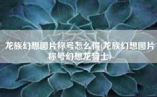 龙族幻想图片称号怎么得(龙族幻想图片称号幻想龙骑士)